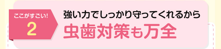 ここがすごい！2：強い力でしっかり守ってくれるから虫歯対策も万全